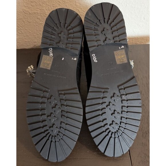 Kurt Geiger 40 / 9 Sutton Bow Rhinestone Embellished Suede Combat Boot Black - Picture 10 of 14